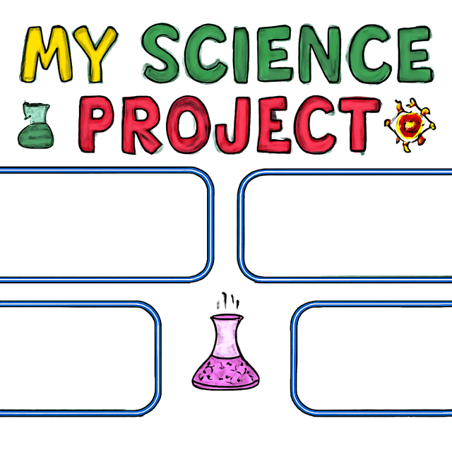 A colorful 'My Science Project' heading banner with name-tag labels.